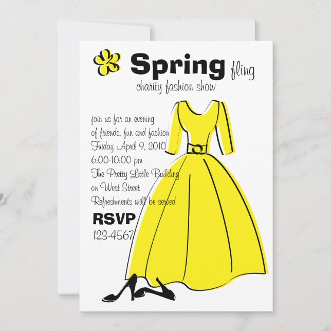 Invitación Ilustracion de moda de primavera (Anverso)
