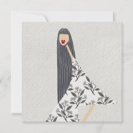 Invitación Ilustracion de moda floral de lápiz labial rojo