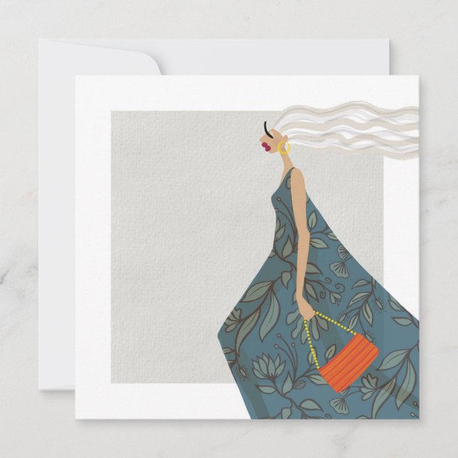 Invitación Ilustracion de moda Garden Swag Fashionista (Anverso)