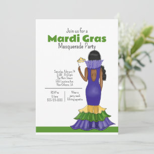 Invitación Ilustracion de moda Mardi Gras - Fiesta