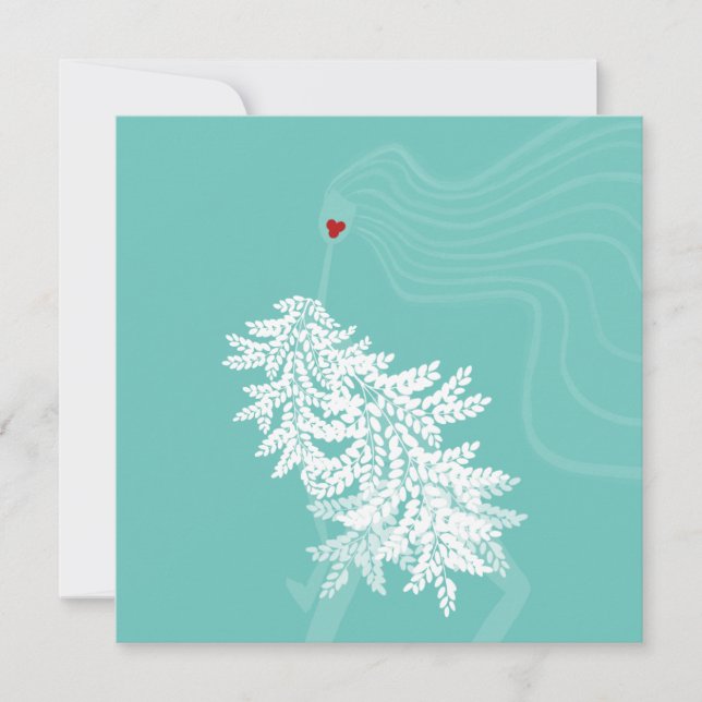 Invitación Ilustracion de moda Mínimo Botánico de pelo largo (Anverso)