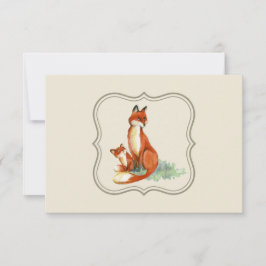 Invitación Ilustracion de Momma Fox y Baby Watercolor