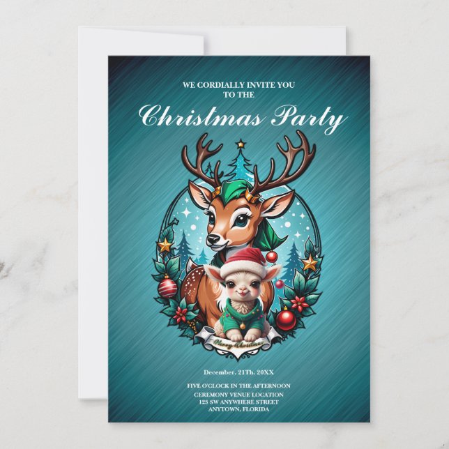 Invitación Ilustracion de Navidades alegres e invitantes (Anverso)