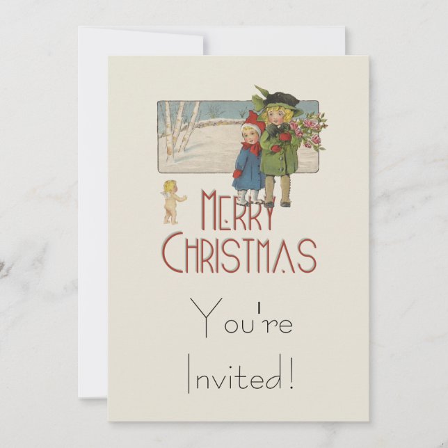 Invitación Ilustracion de navidades de Antigüedades de 1920 (Anverso)