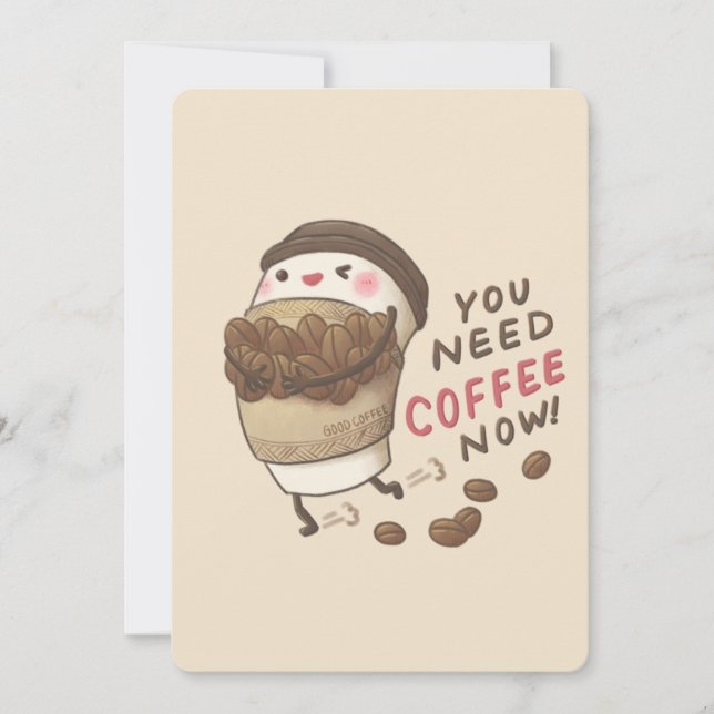 Invitación Ilustración de Necesitas Café Ahora (Anverso)