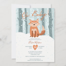 Invitación Ilustracion de nieve de zorro de invierno lindo Oh