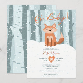 Invitación Ilustracion de nieve de zorro de invierno lindo Oh
