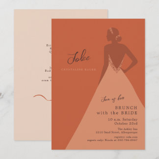 Invitación Ilustración de Novia Moderna en Terracota Brunch N