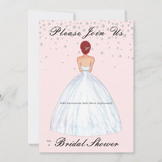 Invitación Ilustracion de Novia Roja Diamantes Ducha de Novia