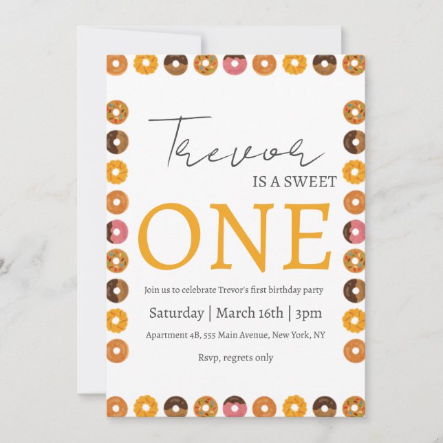 Invitación Ilustracion de nuez dulce de un cumpleaños (Anverso)