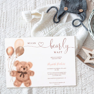 Invitación Ilustracion de oso lindo espera la ducha de bebé