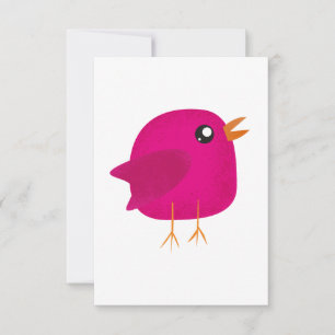 Invitación Ilustración de pajarito rosa lindo