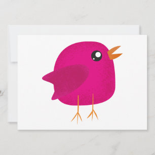 Invitación Ilustración de pajarito rosa lindo