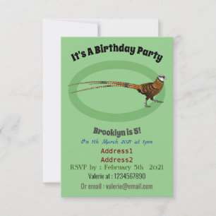 Invitación Ilustracion de pájaro faisán de Reeves