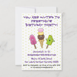 Invitación Ilustracion de paleta y personalizado de helado