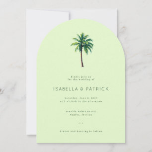 Invitación Ilustración de palmera verde pastel serena