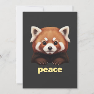 Invitación Ilustración de Panda Rojo Adorable "Paz" para Niño