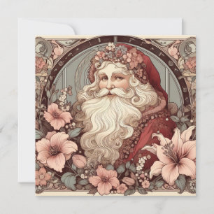 Invitación Ilustración de Papá Noel Art Nouveau