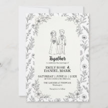 Ilustración de Pareja Encantadora Minimalista Flor