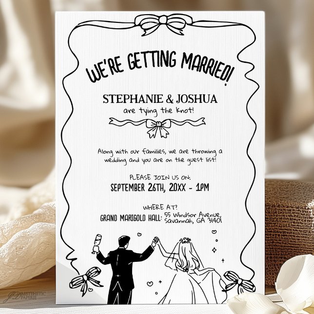 Invitación Ilustración de parejas de cortar lúgubre Guardar l (Subido por el creador)