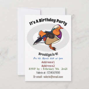 Invitación Ilustracion de pato de mandarina colorida