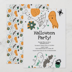 Invitación Ilustración de patrón de fantasma para fiesta de d