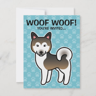 Invitación Ilustración de perro Alaskan Malamute de color sab