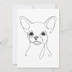 Invitación Ilustración de perro Chihuahua minimalista pintada