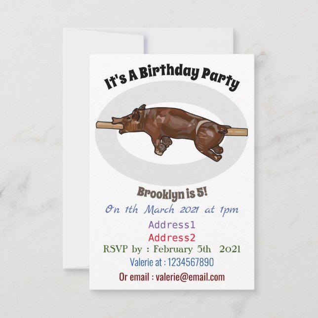 Invitación Ilustracion de personalizado asado de cerdo / cerd (Anverso)