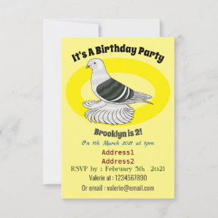 Invitación Ilustracion de personalizado de ave de pichón Escu
