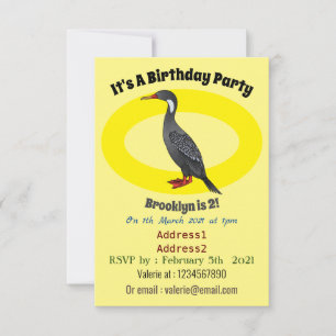 Invitación Ilustracion de personalizado de aves cormoranes de