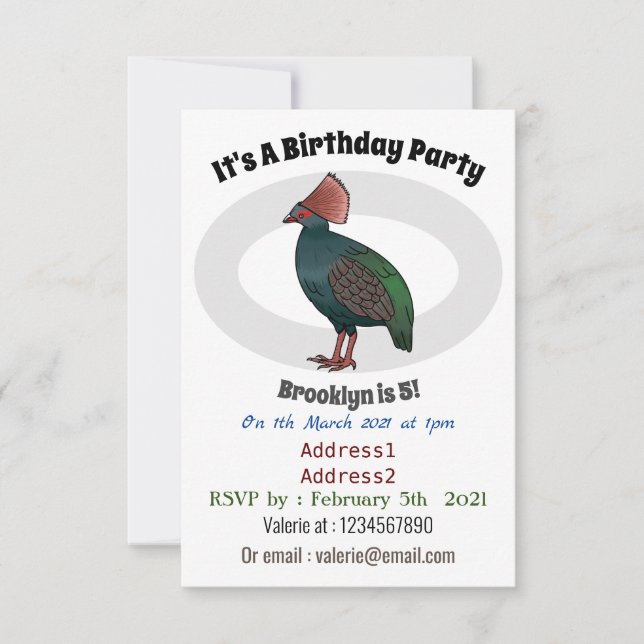 Invitación Ilustracion de personalizado de aves perdigianas e (Anverso)