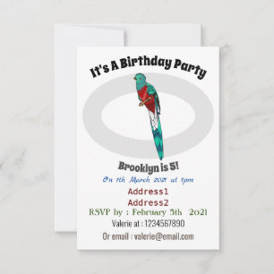 Invitación Ilustracion de personalizado de aves quetzales res