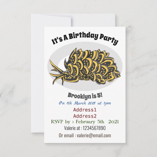 Invitación Ilustracion de personalizado de babuena dorada de  (Anverso)