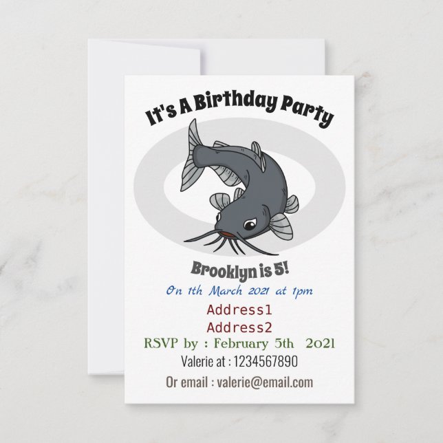 Invitación Ilustracion de personalizado de bagre cúbico (Anverso)