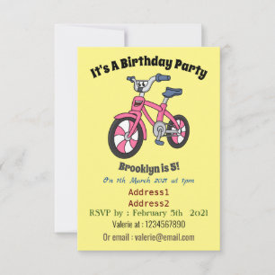 Invitación Ilustracion de personalizado de bicicleta de niños