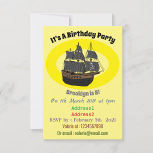 Invitación Ilustracion de personalizado de buques piratas