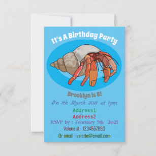 Invitación Ilustracion de personalizado de cangrejo ermitaño
