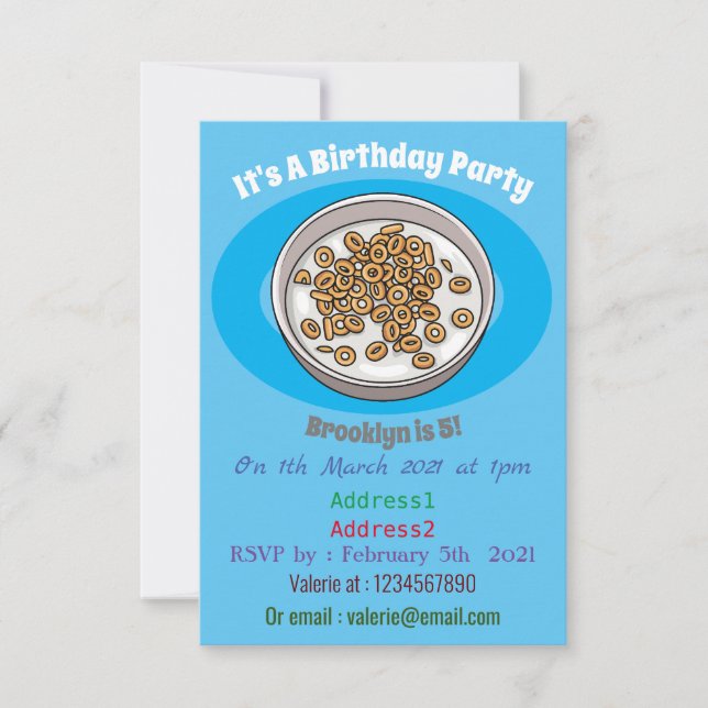 Invitación Ilustracion de personalizado de cereales (Anverso)