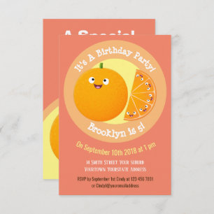 Invitación Ilustracion de personalizado de cítricos naranja