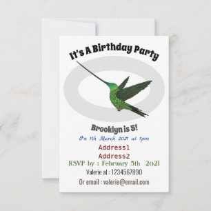 Invitación Ilustracion de personalizado de colibrí con moto d