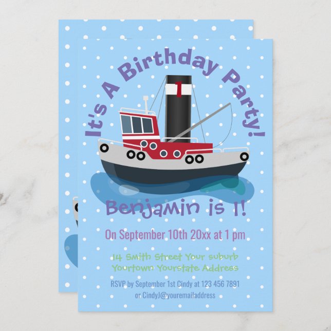 Invitación Ilustracion de personalizado de embarcaciones de a (Anverso / Reverso)