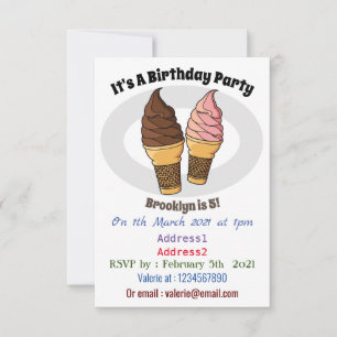 Invitación Ilustracion de personalizado de helado de cono