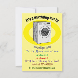 Invitación Ilustracion de personalizado de lavadora