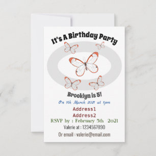 Invitación Ilustracion de personalizado de mariposa de vidrio