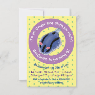 Invitación Ilustracion de personalizado de nudibranquias azul