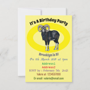 Invitación Ilustracion de personalizado de ovino Mouflon