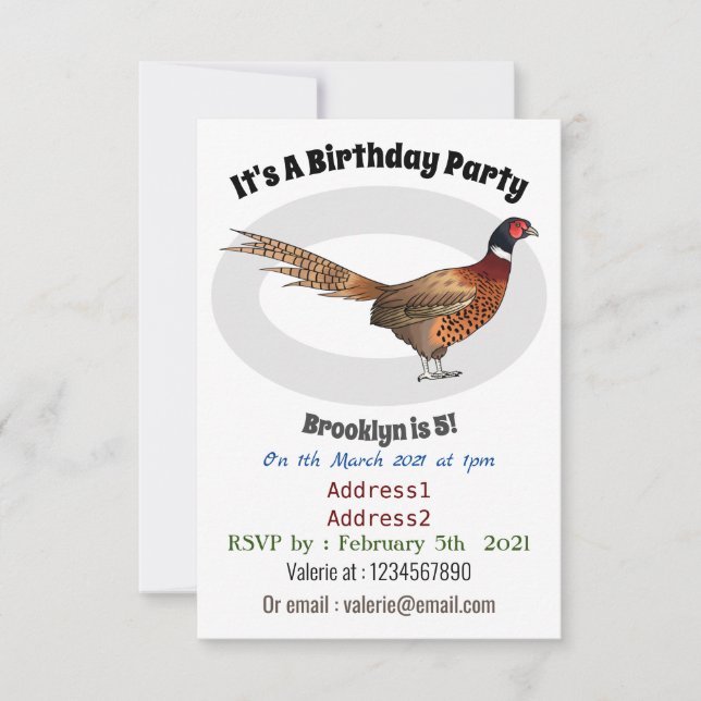 Invitación Ilustracion de personalizado de pájaro de cuello a (Anverso)