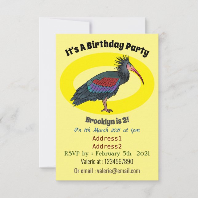 Invitación Ilustracion de personalizado de pájaros ibis de ca (Anverso)