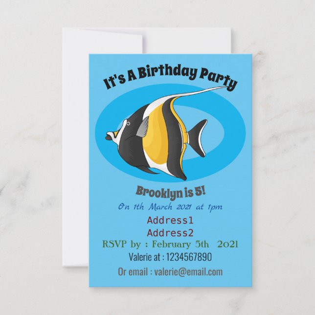 Invitación Ilustracion de personalizado de peces moro (Anverso)